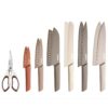 13-Piece Kitchen Knife Set | 6 Ceramic Coated Knives with 13-Piece Kitchen Knife Set | 6 Ceramic Coated Knives with 6 Blade Guards & Kitchen Scissors with Safety Cover | Chef, Santoku, Bread, Utility & Paring Knives | for Home & Restaurant Use | Multicolor