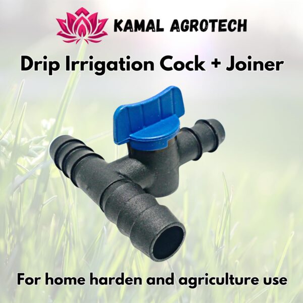 16MM Drip Tee Connector with Tap Drip Irrigation Accessories for Watering Home Garden Pipe Multi Joint Connectors| Joiner +cock in build (10 PCS)