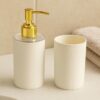 LAGET® Bathroom Accessories Set for Utility and Toothbrush Holder Bathroom Decor | Handwash Liquid Soap Dispenser Pump for Bathroom, Kitchen, Wash Basin, Sink (White)
