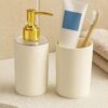 LAGET® Bathroom Accessories Set for Utility and Toothbrush Holder Bathroom Decor | Handwash Liquid Soap Dispenser Pump for Bathroom, Kitchen, Wash Basin, Sink (White)