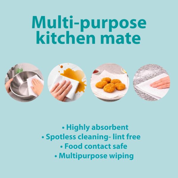Origami 2 Ply 6 in 1 Kitchen Tissue Paper Roll | Tough, Super Absorbent & Food Safe Tissues for Spotless Cleaning | Ideal for Multi Purpose Use (60 Pulls Per Roll, 360 Sheets)