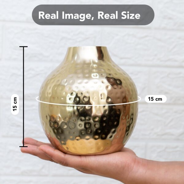 Nostrae by Ekhasa Unbreakable Hammered Metallic Flower Vase for Home Decor | Aesthetic Flower Vase Gift for Living Room | Decorative Metal Vase Gift for Wedding, Housewarming