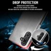 WOW IMAGINE Shock Proof Flip Cover Back Case for Samsung Galaxy M36 5G | Samsung Galaxy F36 5G (Magnetic Button Flip Case | Wallet Pockets & Stand | Leather Finish | Stone Grey)