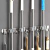 Broom Mop Holder Wall Mount Stainless Steel Wall Mounted Storage Organizer Heavy Duty Tools Hanger for Kitchen Bathroom Closet Garage Office Garden-1Pc (4 Rack 5 Hook), Hanging Shelves