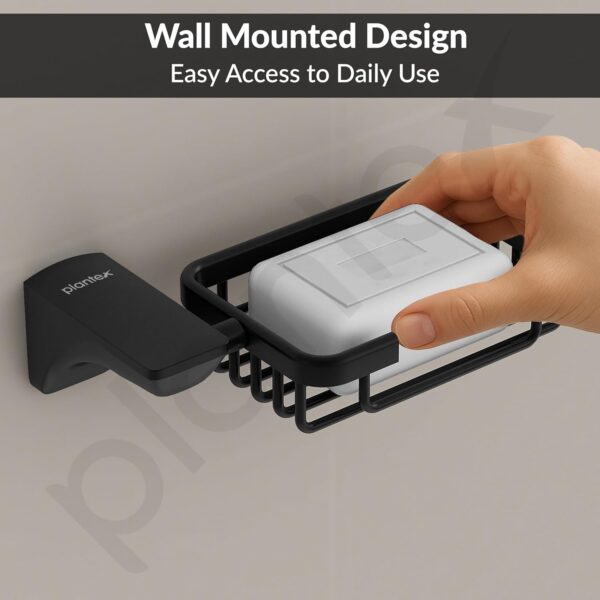 Plantex Space Aluminum Soap Dish/Soap Stand/Soap Holder/Bathroom Soap Holder/Bathroom Accessories (Black)