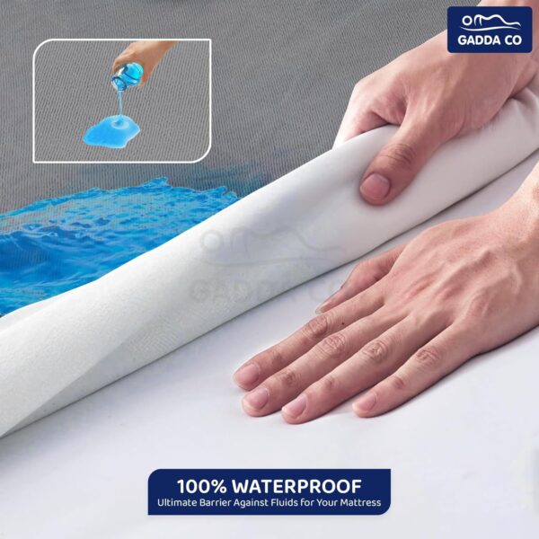 GADDA CO 100% Waterproof Premium Cotton Feel Mattress Protector Double Bed 72x72 Inch|Ultra Soft Breathable & Hypoallergenic Fitted Bed Protector Terry Cover(6x6 feet, Fits Upto 10 Inches, Grey)