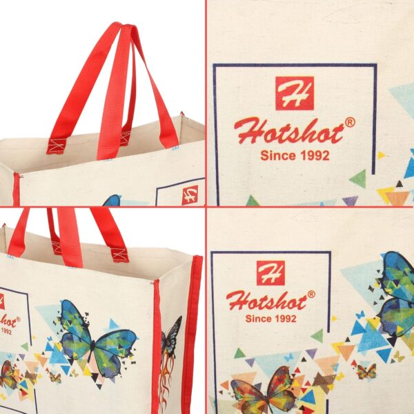HOT SHOT Hotshot Reusable Medium Heavy Duty Waterproof Shopping Bags - Kitchen Essentials/Grocery Bags with Full Handles (Pack of 1)