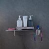 Bathroom Shelf 4 in 1 Bathroom Accessories Set Storage Organizer Wall Mount Shelf 304 Grade Stainless Steel Wall Shelf for Bathroom Multipurpose Shelf/Rack/Towel Hanger Tumbler Holder