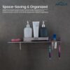 Bathroom Shelf 4 in 1 Bathroom Accessories Set Storage Organizer Wall Mount Shelf 304 Grade Stainless Steel Wall Shelf for Bathroom Multipurpose Shelf/Rack/Towel Hanger Tumbler Holder