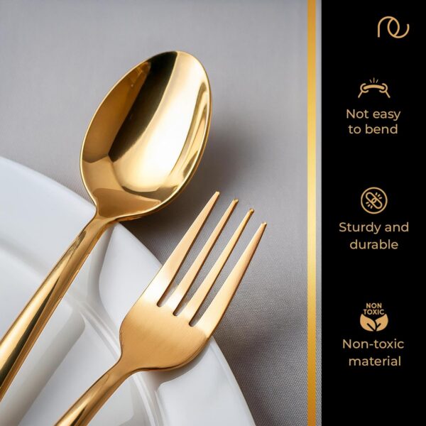 Frenchware Cutlery (Set of 12, Stainless Steel PVD Gold Spoons - 6 and Forks - 6), 100% Food Grade, Non Toxic, Anti-Rust, Dishwasher Safe, Perfect Gifting Set for All Occasions