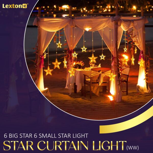 1775057057_Lexton-Star-Curtain-Light-6-Big-Star-6-Small-Star-Light-with-8-Flashing-Modes-12-Stars-Warm-White-for-Indoor-Outdoor-Decorations.jpg Lexton Star Curtain Light | 6 Big Star 6 Small Star Light | with 8 Flashing Modes | 12 Stars | Warm White | for Indoor & Outdoor Decorations