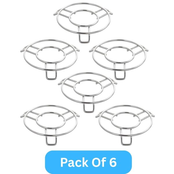 Stainless Steel Hot Pot Stand for Kitchen (Pack of 6) | Trivets for Hot Pots and Vessels, Heat Damage Protection for Counter Tops | Round Table Ring Heat Resistant Steel Stand for Hot Utensils