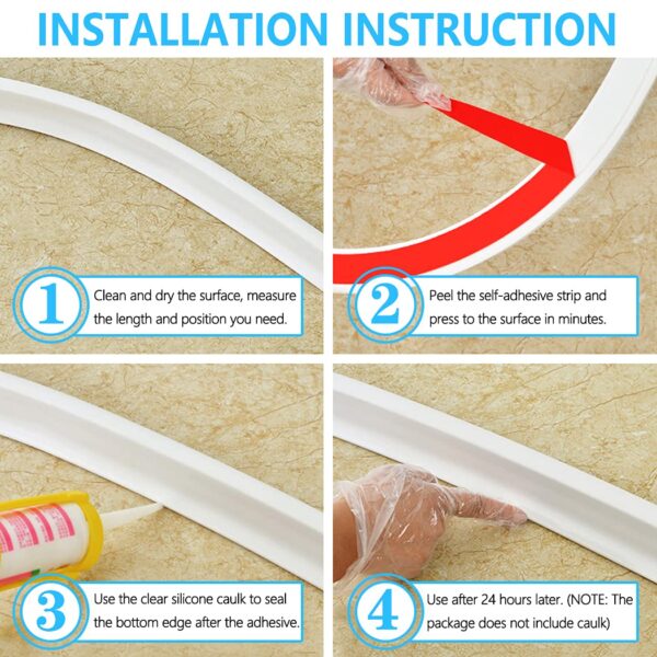 39 Inch Shower Threshold Water Dam Collapsible Bath Shower Barrier Water Stopper Retention System Dry and Wet Separation for Bathroom Kitchen and More (3.3ft)