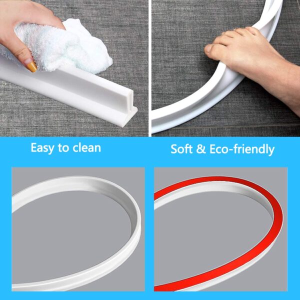 39 Inch Shower Threshold Water Dam Collapsible Bath Shower Barrier Water Stopper Retention System Dry and Wet Separation for Bathroom Kitchen and More (3.3ft)