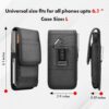 Phone Holster for Men Belt Clip Pouch, for iPhone 14, 14 Pro, 13, 13 Pro, 12 Pro, 12, X, XR, Xs, 11 Pro and More, 6.45" Nylon Cell Phone Holster Mobile Card Holder Case (L, Black)
