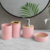 Story@Home 4 Pieces Bathroom Accessories Set | Toothbrush Holder, Soap Dispenser, Mouth Wash Cup & Soap Dish for Home Kitchen & Bathroom | Bathroom Essentials for Office - Peach