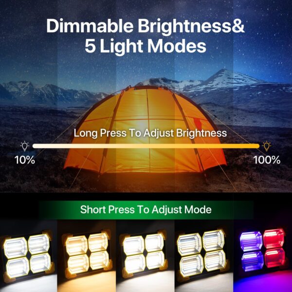 Best USB & Solar Rechargeable LED Flood Light - 288 LED's Solar Light IP66 Waterproof Outdoor Light for Garden, Camping, Garage, and Emergency Use Solar Power Outdoor Working Light