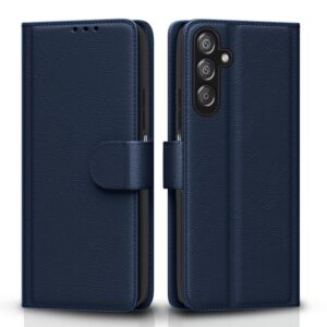 Pikkme Flip Cover Leather Finish | Inside TPU with Card Pockets | Wallet Stand and Shock Proof | Complete Protection Flip Case for Samsung Galaxy F15 5G / M15 5G / M15 Prime 5G(Blue)