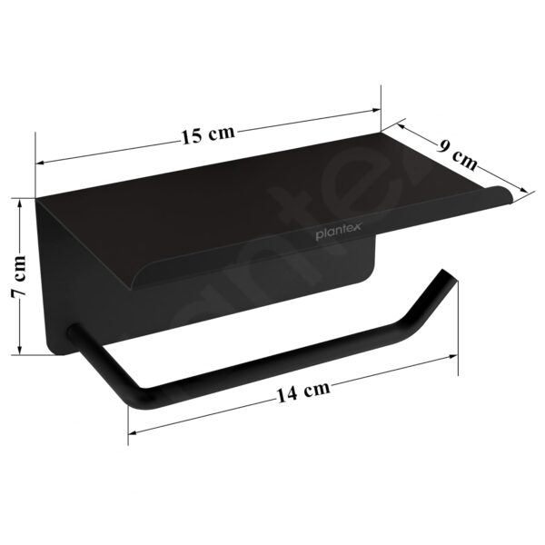 Plantex Stainless Steel Toilet Paper Holder/Toilet Paper Roll Holder for Bathroom/Tissue Roll Holder with Mobile Stand/Bathroom Accessories - (Black)