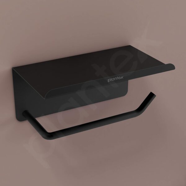 Plantex Stainless Steel Toilet Paper Holder/Toilet Paper Roll Holder for Bathroom/Tissue Roll Holder with Mobile Stand/Bathroom Accessories - (Black)