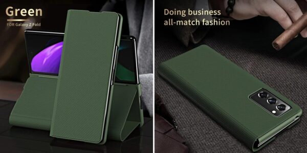 Stylish Leather Case with Built-in Card Slot Flip Cover Compatible with Samsung Galaxy Z Fold 6 5G (Green)