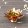 eCraftIndia Golden Lotus Flower Shape Decorative Brass Diya for Diwali Pooja | Diwali Diya for Puja | Housewarming, Diwali Gift Item | Diwali Decoration Items for Home Decor