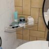 Diamond Transparent Glass Corner Shelf for Bathroom,Shelf for Wall, Racks and Shelves, Kitchen Corner Shelf, Bathroom Organiser and Accessories (9x9 Inches,Set-2)