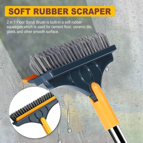 Bathroom Cleaning Brush with Wiper Upgraded Toilet Brush Bathroom Brush with Long Handle 180° Rotate Bathroom Floor Cleaning Brush Bathroom Cleaning Accessories (2 in 1)
