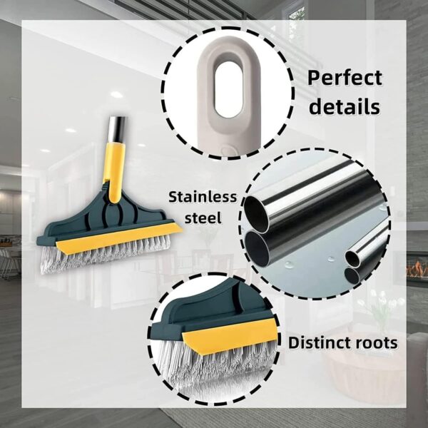 Bathroom Cleaning Brush with Wiper Upgraded Toilet Brush Bathroom Brush with Long Handle 180° Rotate Bathroom Floor Cleaning Brush Bathroom Cleaning Accessories (2 in 1)