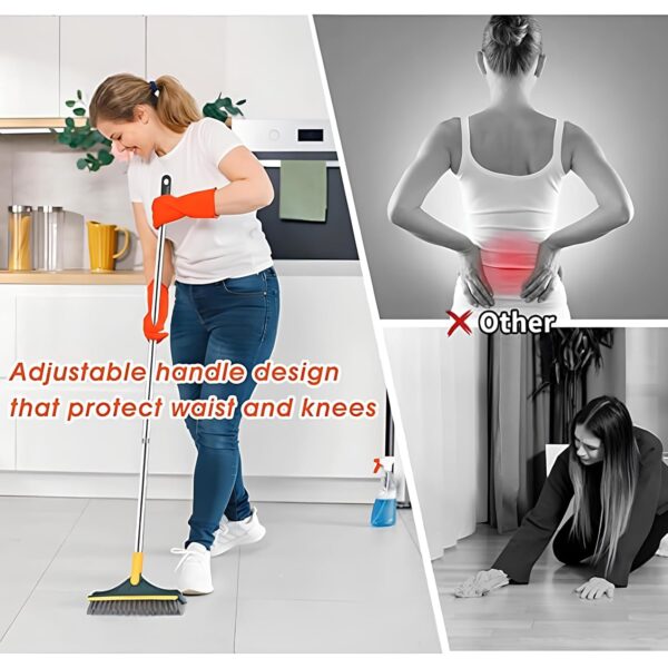 Bathroom Cleaning Brush with Wiper Upgraded Toilet Brush Bathroom Brush with Long Handle 180° Rotate Bathroom Floor Cleaning Brush Bathroom Cleaning Accessories (2 in 1)