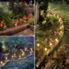 OZS 2PK 32LED 42FT Mushroom Solar Lights Outdoor Waterproof, LED Solar String Lights with 8 Lighting Modes, Garden Decor for Outside, Pathway Light for Fence, Patio, Yard (Warm White)