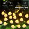 OZS 2PK 32LED 42FT Mushroom Solar Lights Outdoor Waterproof, LED Solar String Lights with 8 Lighting Modes, Garden Decor for Outside, Pathway Light for Fence, Patio, Yard (Warm White)