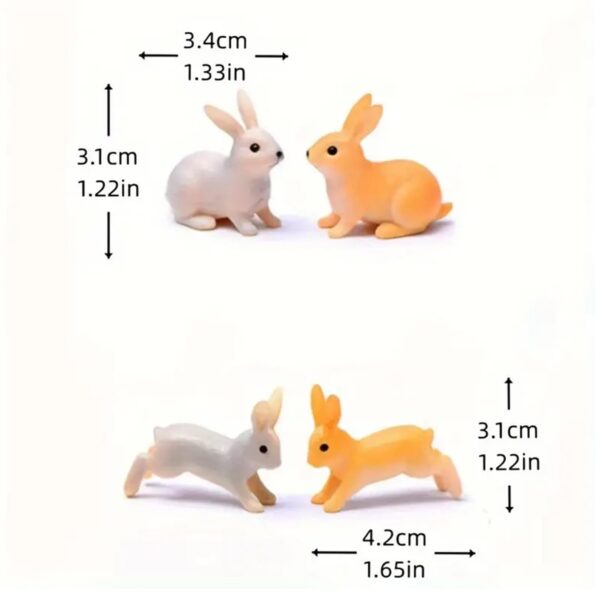 ascension Set of 4 Bunny Figurine Resin Running Rabbit Figurine Rabbit Doll for Home Fairy Garden Dollhouse Decoration Animals Miniature Crafts for Kids Gifts