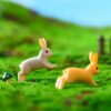 ascension Set of 4 Bunny Figurine Resin Running Rabbit Figurine Rabbit Doll for Home Fairy Garden Dollhouse Decoration Animals Miniature Crafts for Kids Gifts