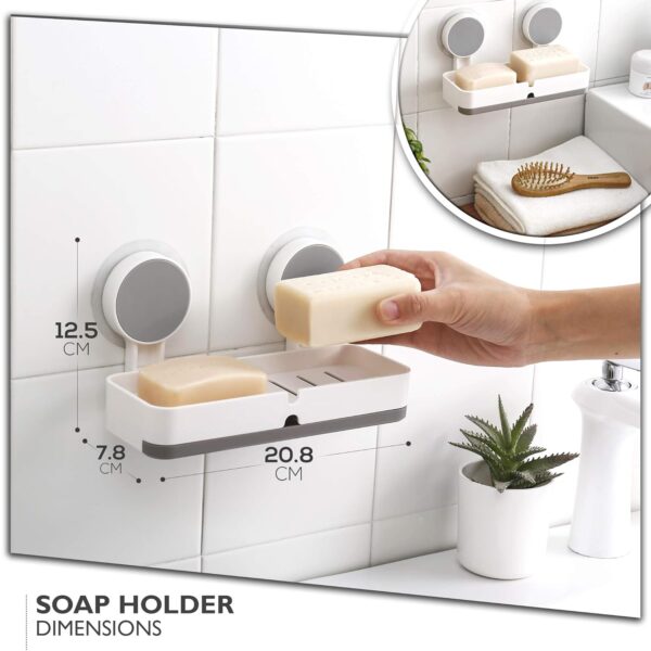 Soap Holder for Bathroom - Non-Drill Wall Mount Magic Sticker Self Adhesive Soap Stand for Bathroom with Removable Drain Tray - [NR-1335]