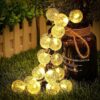 Solar String Lights Outdoor, 20 LED Crystal Ball Lights, Waterproof Decorative Lighting for Garden, Patio, Lawn, Home, Indoor/Outdoor Party, Holiday Decor – Warm Yellow
