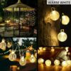 Solar String Lights Outdoor, 20 LED Crystal Ball Lights, Waterproof Decorative Lighting for Garden, Patio, Lawn, Home, Indoor/Outdoor Party, Holiday Decor – Warm Yellow