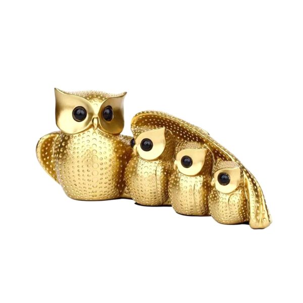 Family of Four Owl Statue Decorative for Bedroom Housewarming Gift Desk