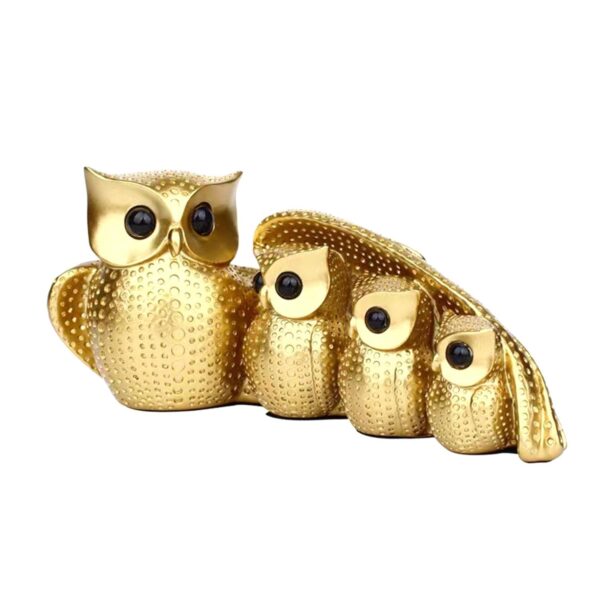Family of Four Owl Statue Decorative for Bedroom Housewarming Gift Desk