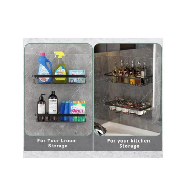 Bathroom Organiser Without Drill, Self Adhesive Bathroom Shelf & Rack for Wall, Bathroom Accessories Set & Storage Organizer, Waterproof Bath Shelves, Bathroom Stand & Holder (Pack of 1)