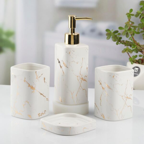 1775131238_Kookee-Ceramic-Bathroom-Set-–-Stylish-4-Piece-Bath-Accessories-Kit-with-Soap-Dispenser-Toothbrush-Holder-Tumbler-Soap-Dish-–-Modern-Designer-Decor-for-Home-Guest-Bathrooms-White-10398.jpg Kookee Ceramic Bathroom Set – Stylish 4 Piece Bath Accessories Kit with Soap Dispenser, Toothbrush Holder, Tumbler & Soap Dish – Modern & Designer Decor for Home & Guest Bathrooms, White (10398)
