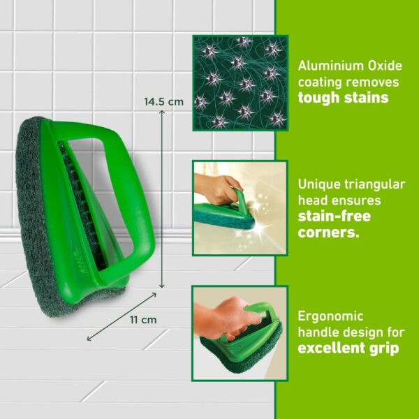 1775132293_Scotch-Brite-Bathroom-Tile-Scrubber-Brush-Cleans-Tiles-hard-to-reach-corners-Floors-Tough-stain-removal-Ergonomic-handle-for-excellent-grip-Triangular-Head-for-easy-cleaning.jpg Scotch-Brite Bathroom Tile Scrubber Brush- Cleans Tiles, hard to reach corners, Floors, Tough stain removal, Ergonomic handle for excellent grip, Triangular Head for easy cleaning
