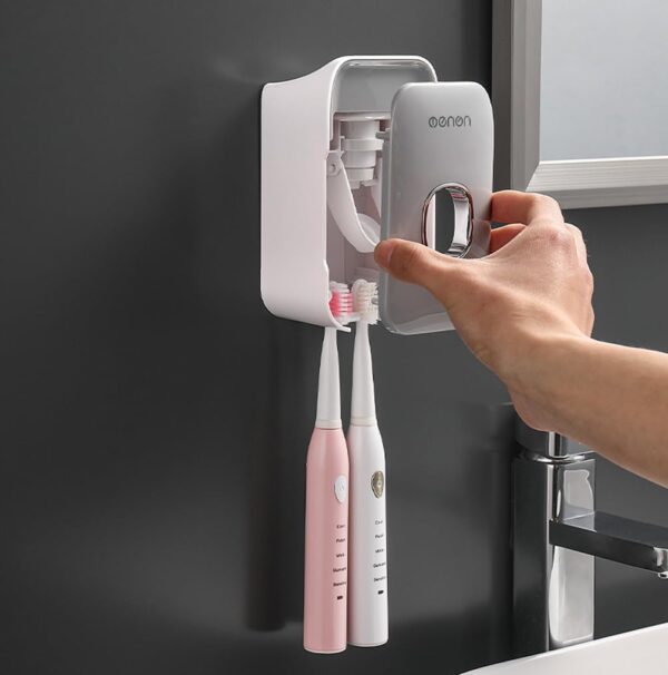 Evona Wall Mounted Automatic Toothpaste Dispenser Squeezer with Toothbrush Holder Bathroom Accessories Sets