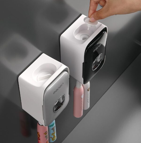 Evona Wall Mounted Automatic Toothpaste Dispenser Squeezer with Toothbrush Holder Bathroom Accessories Sets