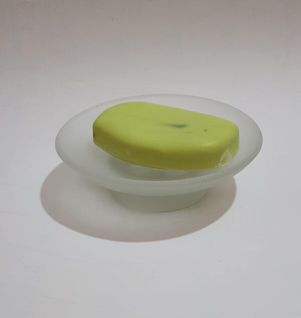 Transparent Soap Holder with Drain Hole | Bathroom Soap Dish Stand for Sink, Wash Basin & Kitchen | Anti-Slip Soap Tray | Durable Bathroom Accessory (4, Frost Glass SOAP Dish)