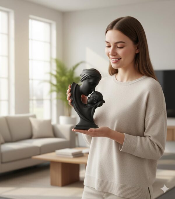 Family Statue | Resin Thinker Sculpture | Home Decor Items for Living Room Show Piece | Table Artifact | (Mother & Child)