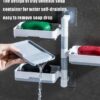 Zollyss Super Powerful Self-Adhesive 3 Layer Soap Dish Holder For Bathroom Shower And Kitchen Wall Mounted Rotatable Soap Holder Saver Box Storage(Metal;Acrylic;Stone, Off-White)