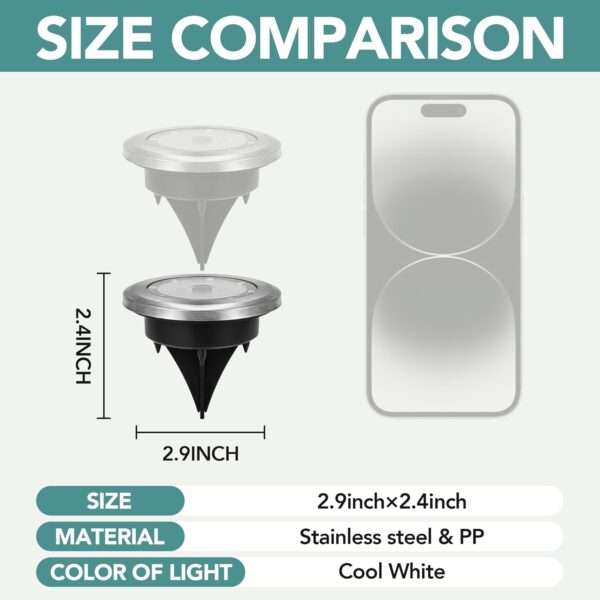 SOLPEX Mini Solar Ground Lights, 6 Pack Solar Lights Outdoor Garden, Solar Pathway Lights Outdoor, Solar Powered Landscape Lighting for Patio Yard Driveway Walkway (Cool White)