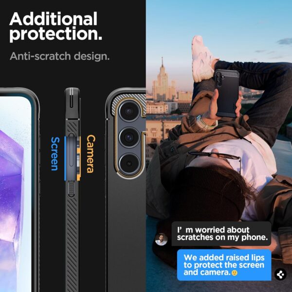 Spigen Rugged Armor | Samsung Galaxy A55 5G Case [Air Cushion Protection] [Flexible] Galaxy A55 5G Back Cover | TPU - Matte Black