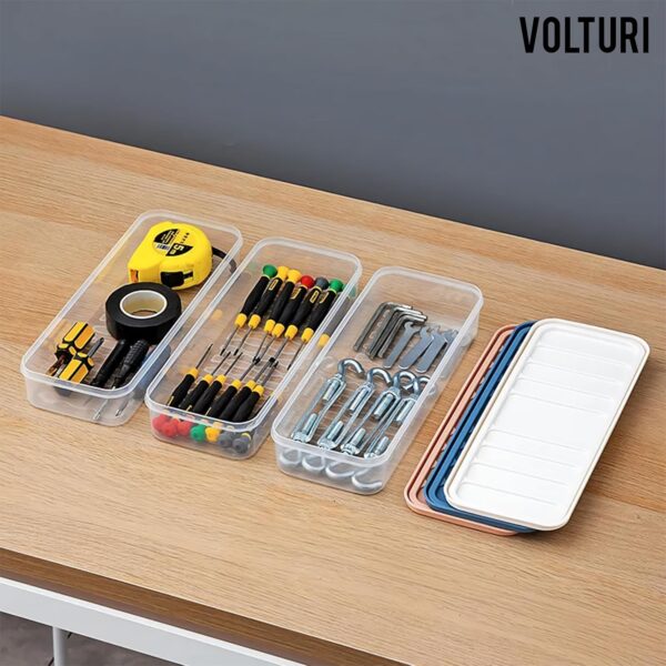 VOLTURI Fridge Storage Containers (Pack of 6), Fridge Organiser Storage Boxes with Lids, Stackable Organizer, Kitchen Accessories Items for Home Keep Fruits, Vegetables Fresher, 1200 ML